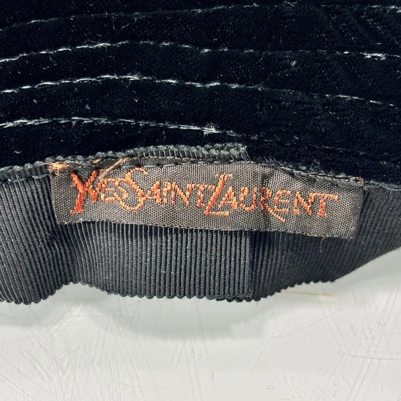 Yves Saint Laurent Vintage‎ Black Velvet Rope Detail Floppy Hat - Picture 7 of 10